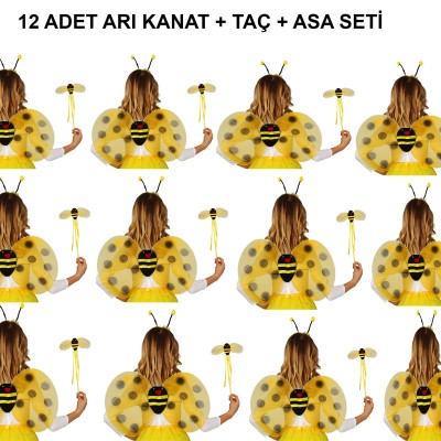 Okul Gösterileri için Arı Seti 12 Adet - Taç, Kanat, Asa