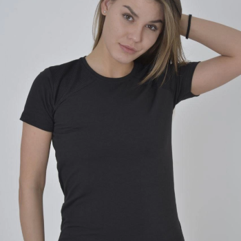 Omuz Fileli Slim Fit T-shirt - Siyah -