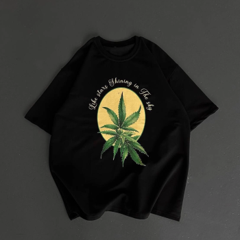 Ön ve Arka Baskılı Oversize Bisiklet Yaka T-shirt- Siyah -