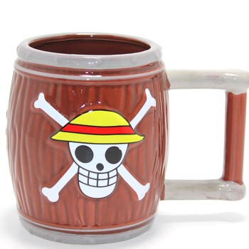 One Piece Hasır Şapka Korsanları 3D Fıçı Tasarımlı Kupa Bardak 