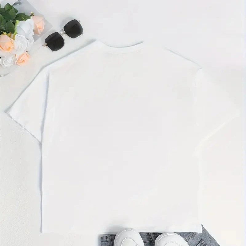 Ördek Baskılı ve Yuvarlak Yakalı   Günlük Büyük Boy Siyah Tişört. - Beyaz -