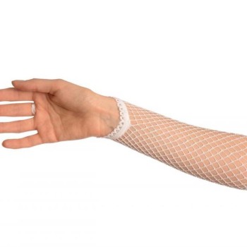 Örgü Beyaz Parmak Arası File Eldiven 26 cm