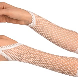 Örgü Beyaz Parmak Arası File Eldiven 26 cm