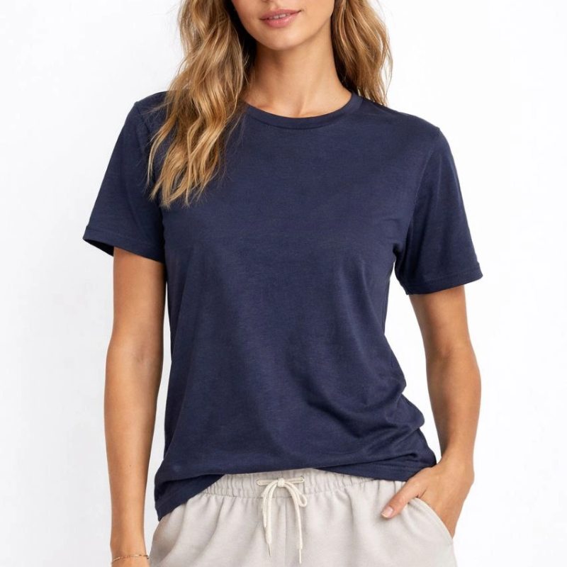 Osy Modal Kadın Bisiklet Yaka T-shirt - İndigo