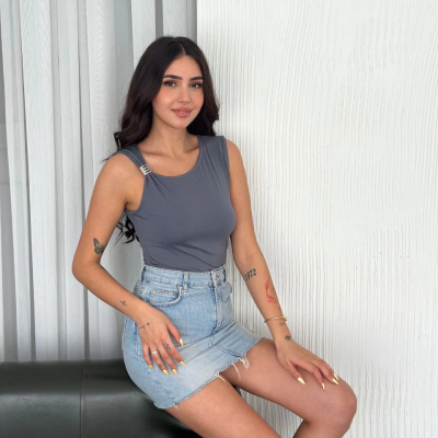 Osy Modal Yumuşak Dokulu Kumaş Bluz Aksesuar Detaylı - Antrasit -