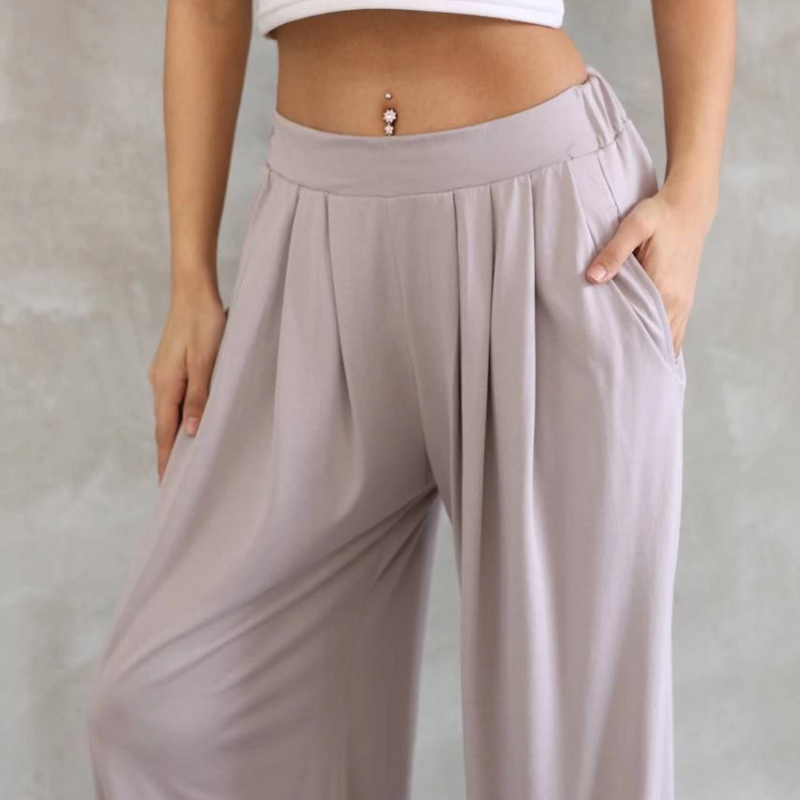 Osy Modal Yumuşak Dokulu   Kumaş Boru Paça Salaş Eşofman - Bej -