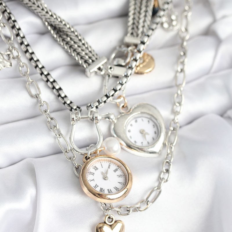 Otantik Gümüş Renk Kadın Kolye Kombini