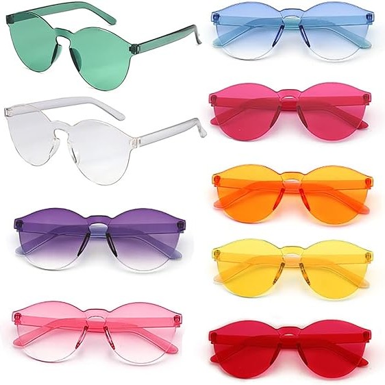 Oval Şekilli Çerçevesiz Parti Gözlüğü 6 Renk 6 Adet