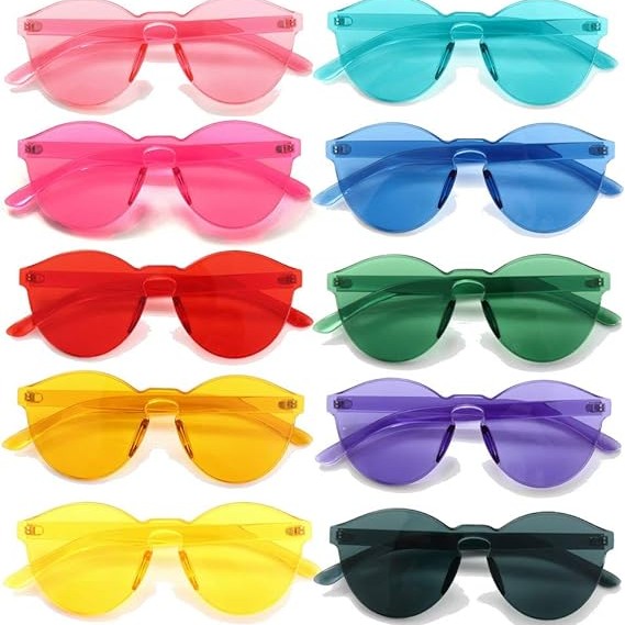 Oval Şekilli Çerçevesiz Parti Gözlüğü 6 Renk 6 Adet