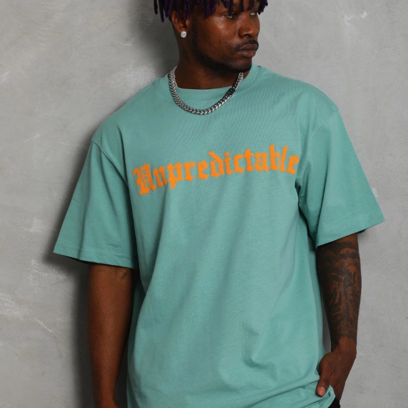 Oversize Baskılı Bisiklet Yaka T-Shirt - Mint Yeşili