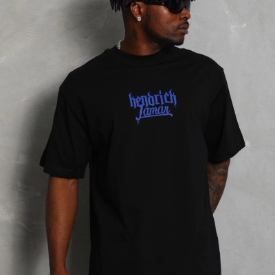 Oversize Baskılı Bisiklet Yaka T-Shirt - Siyah -