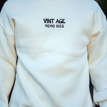 Oversize Bisiklet Yaka Üç İplik Baskılı SweatShirt - Beyaz -