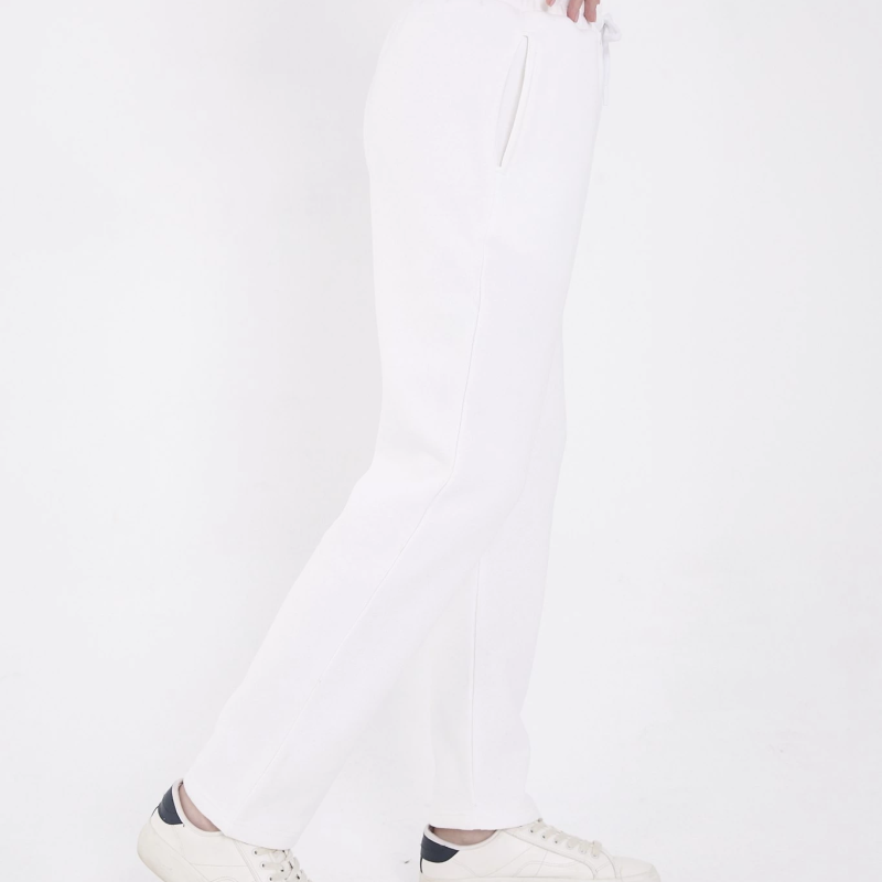 Oversize Boru Paça Baskılı Eşofman Pantolon - Beyaz