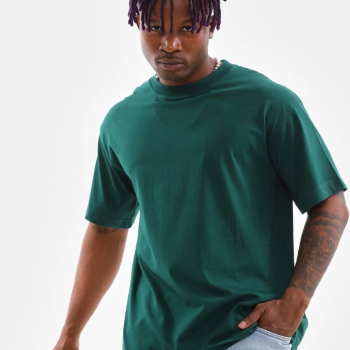 Oversize Düz Bisiklet Yaka T-Shirt - Koyu Yeşili