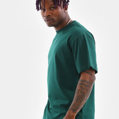 Oversize Düz Bisiklet Yaka T-Shirt - Koyu Yeşili