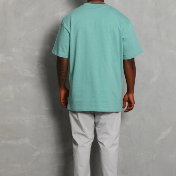 Oversize Düz Bisiklet Yaka T-Shirt - Mint Yeşili -