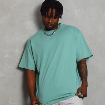 Oversize Düz Bisiklet Yaka T-Shirt - Mint Yeşili -