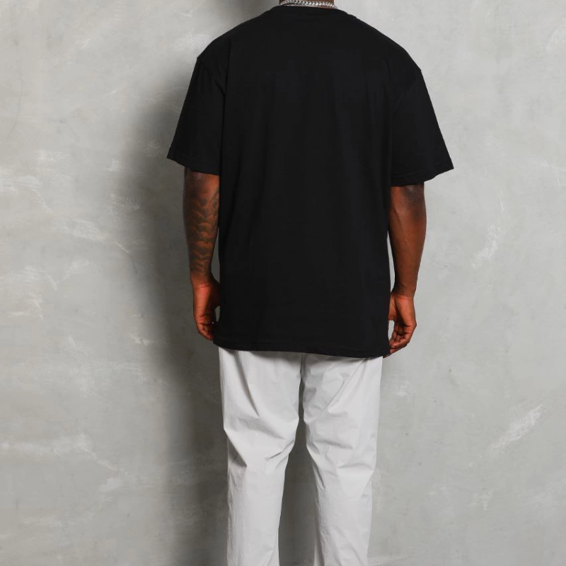 Oversize Düz Bisiklet Yaka T-Shirt - Siyah -