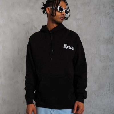 Oversize Kapüşonlu Sweat – Siyah Kol ve Etek Ribana Detaylı -