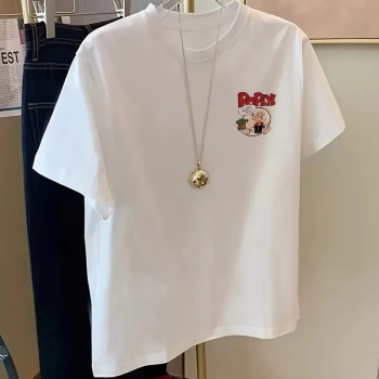 Oversize Tişörtü Popeye the Sailor Retro Vintage Ispanak- Beyaz -