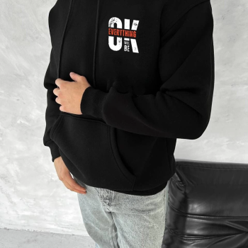 Oversize Üç İplik Kapüşonlu SweatShirt - Siyah