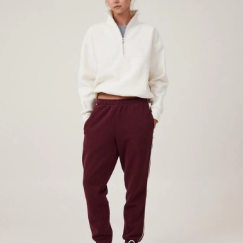 Oversize Yarım Farmuarlı Yakalı Basic SweatShirt - Beyaz -