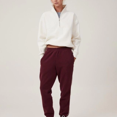 Oversize Yarım Farmuarlı Yakalı Basic SweatShirt - Beyaz -