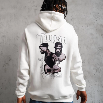 OversizeKapüşonlu Sweat – Kol ve Etek Ribana DetaylıBeyaz -