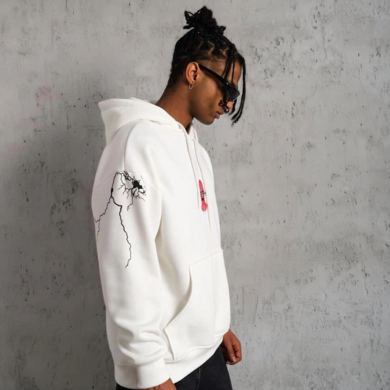 OversizeKapüşonlu Sweatshirt – “Don’t Be Terrified”  Beyaz -