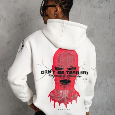 OversizeKapüşonlu Sweatshirt – “Don’t Be Terrified”  Beyaz -