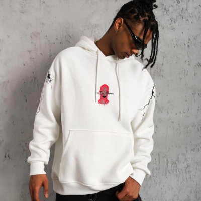 OversizeKapüşonlu Sweatshirt – “Don’t Be Terrified”  Beyaz -