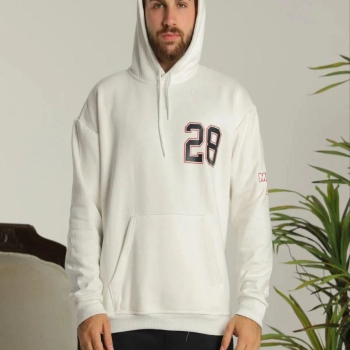 OversizeKapüşonlu Sweatshirt –Sırt ve Ön Baskılı Siyah Beyaz -