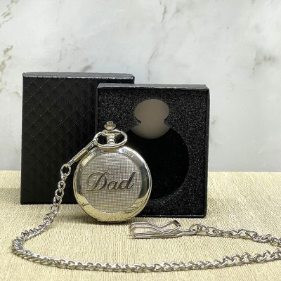 Özel Kutulu Dad (Baba) Tasarımlı Gümüş Köstekli Saat 