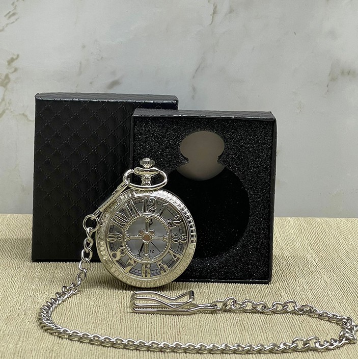 Özel Kutulu Rakamlı Gümüş Köstekli Saat 