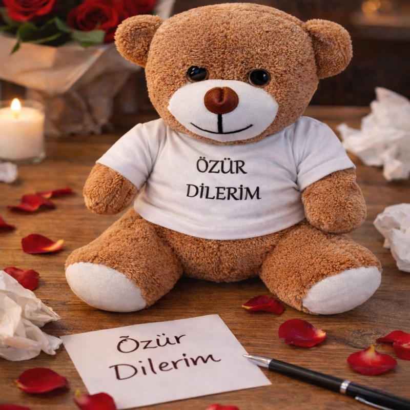 Özür Dilerim Tişörtlü Peluş Ayıcık