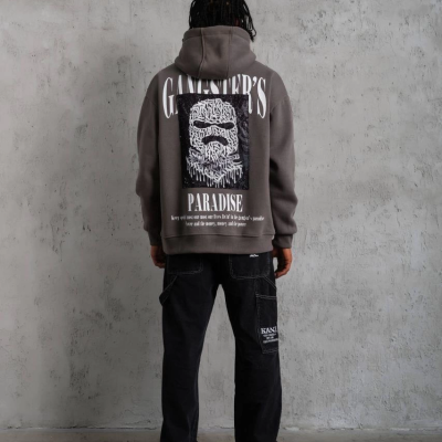 Paradise Baskılı Kapüşonlu Sweat - Gri