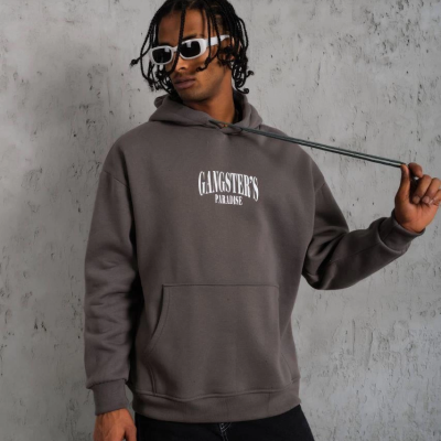 Paradise Baskılı Kapüşonlu Sweat - Gri