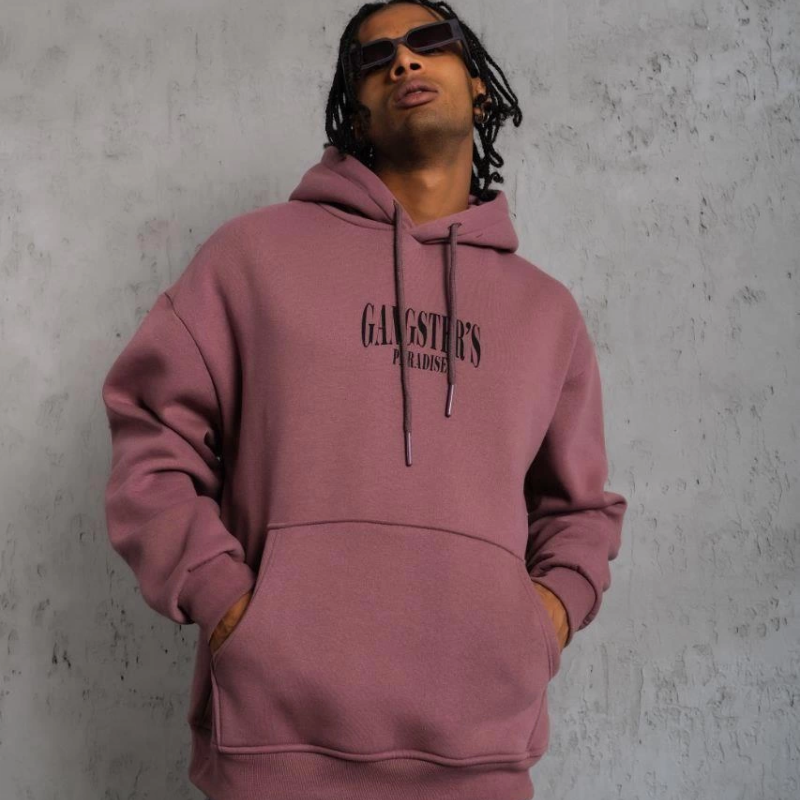 Paradise Baskılı Kapüşonlu Sweat - Gül Kurusu