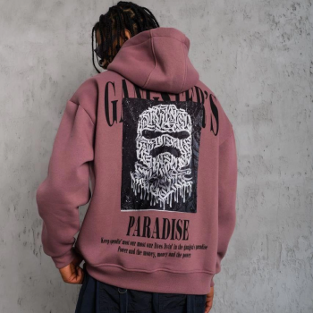 Paradise Baskılı Kapüşonlu Sweat - Gül Kurusu