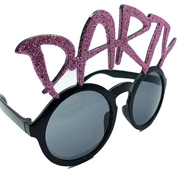 Party Yazılı Simli Pembe Renk Parti Gözlüğü