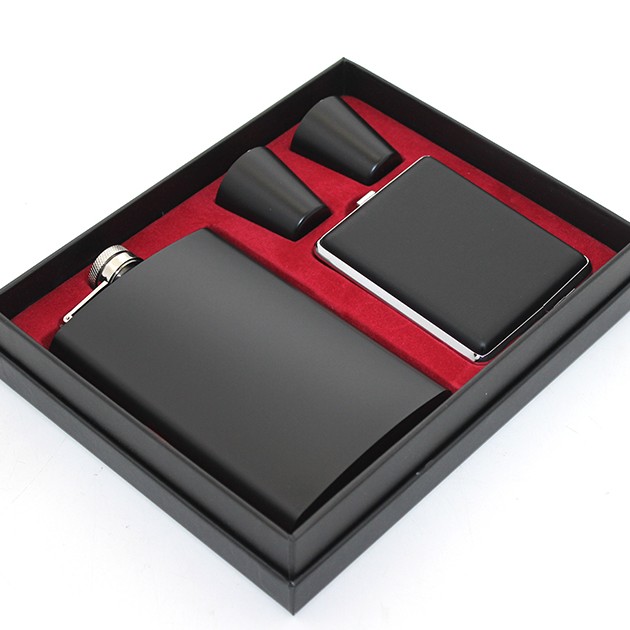 Paslanmaz Çelik 2 Shot Bardak Ve Sigara Tabakalı Matara Seti 