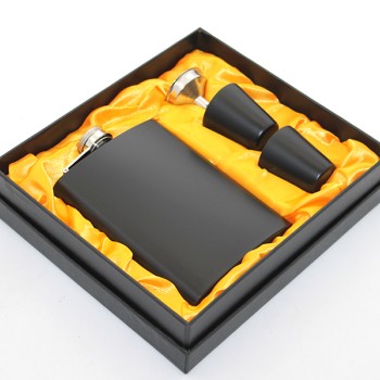 Paslanmaz Çelik 2 Shot Bardaklı Matara Seti Siyah Renk