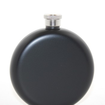 Paslanmaz Çelik Yuvarlak 5 Oz Tekli Matara Siyah Renk