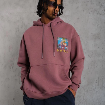 Patel Six Baskılı Kapüşonlu Sweat - Gül Kurusu