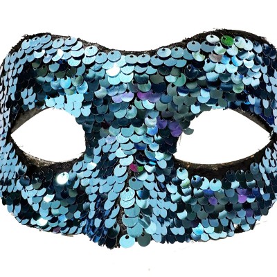 Payetli Venedik Balo Parti Maskesi Mavi