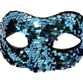Payetli Venedik Balo Parti Maskesi Mavi
