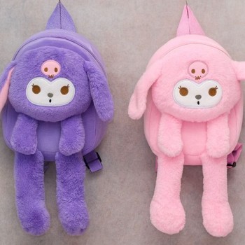 Peluş Işıklı Oynar Kulaklı Kuromi Sırt Çantası 