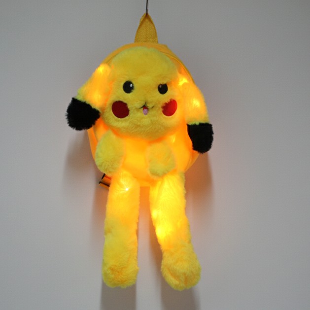 Peluş Işıklı Oynar Kulaklı Pikachu Sırt Çantası 