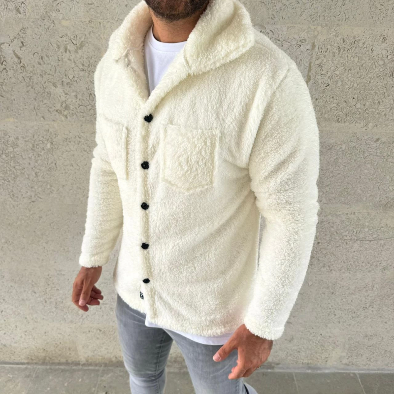 Pelüş Polar Hırka Gömlek - Beyaz -