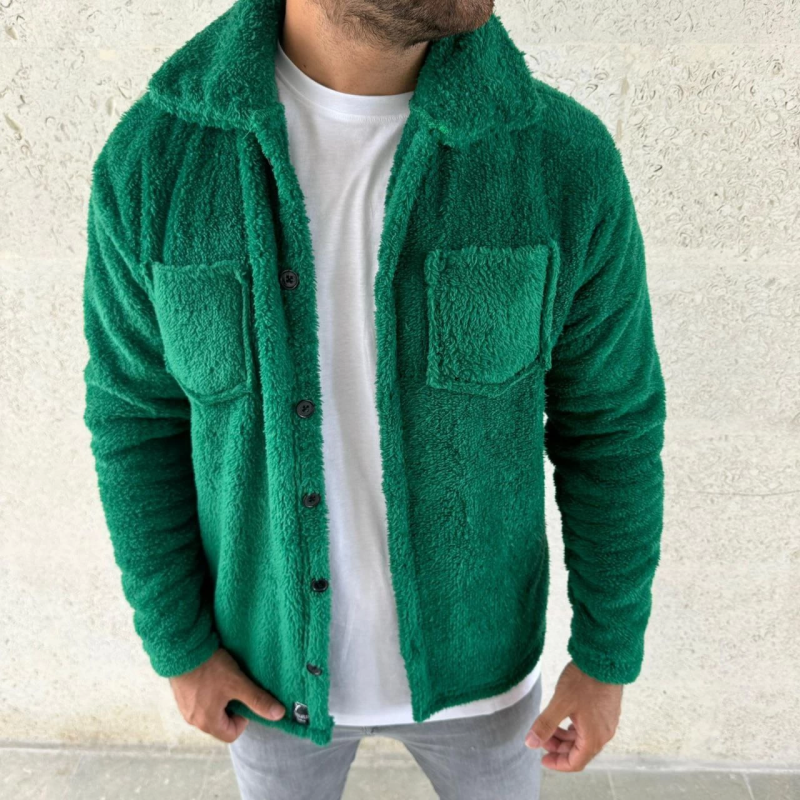 Pelüş Polar Hırka Gömlek –- Çimen Yeşili -